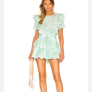 LoveShackFancy mint green ruffle dress.